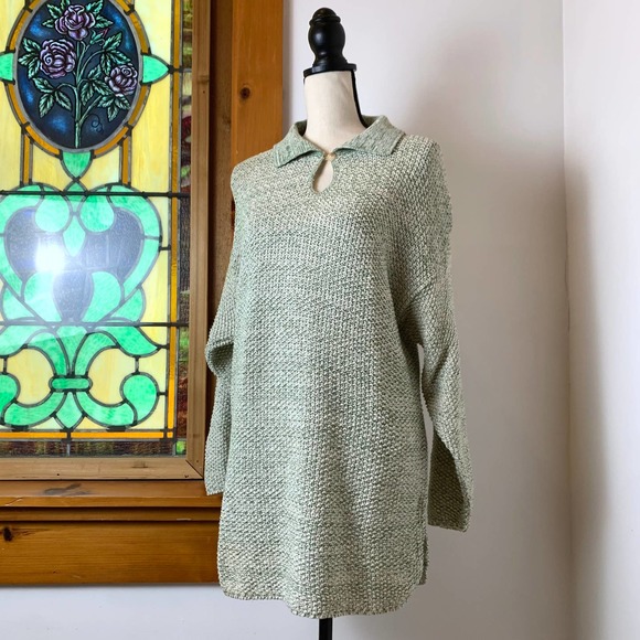 UNIQUE 1980s Vintage Avon Knitted Oversized Cottage Hipster Collared Sweater - Picture 1 of 8